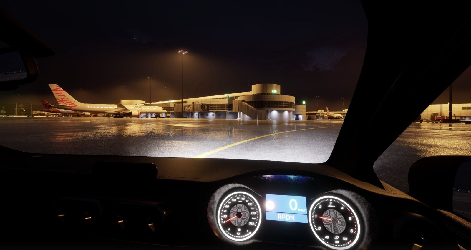 Simulator scene in poor weather